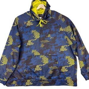 AND1 Hoodie Mens 5XL Blue Camo Pullover Fleece Sweatshirt Basketball Graphic